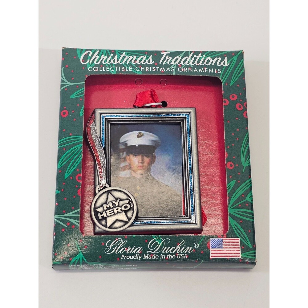 Gloria Duchin Christmas Photo Frame Ornament My Hero Veteran Soldier Army NW